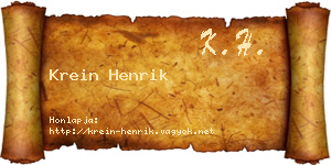 Krein Henrik névjegykártya